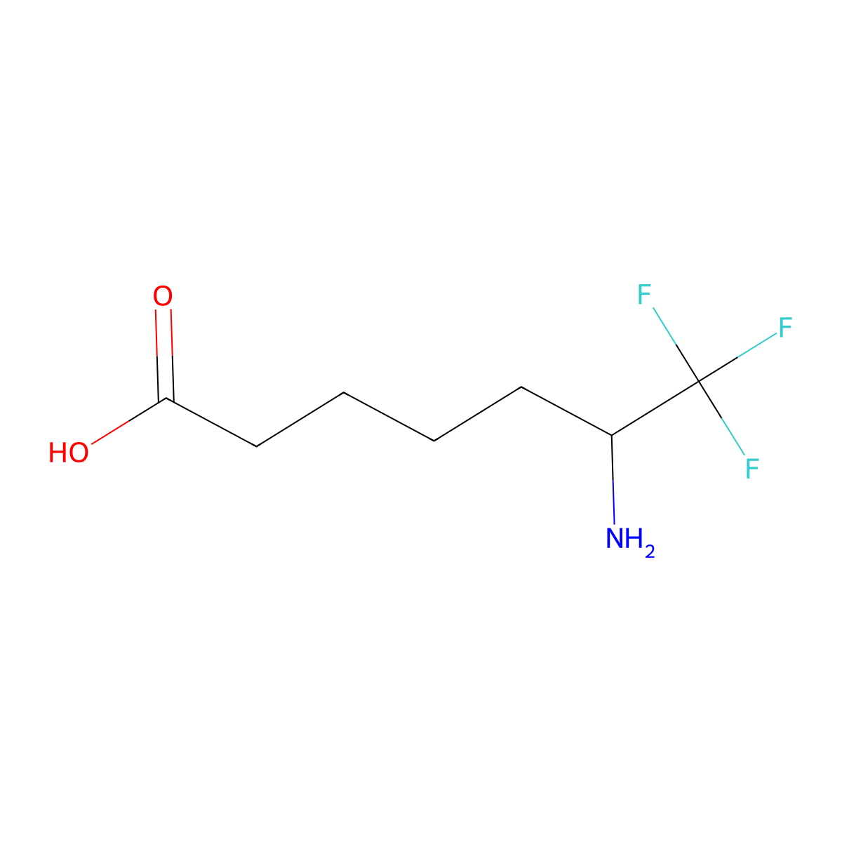 6-Amino-7,7,7-trifluoroheptanoic acid molecular structure, CAS 2167742-72-3