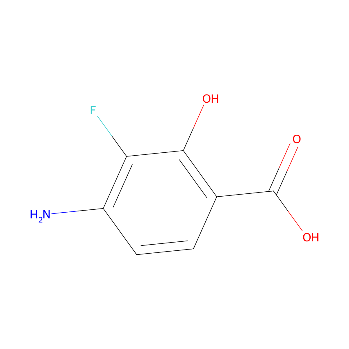 4-Amino-3-fluoro-2-hydroxybenzoic acid molecular structure, CAS 2167747-36-4