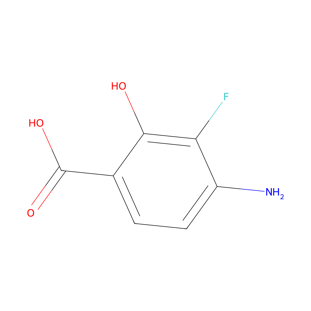 4-Amino-3-fluoro-2-hydroxybenzoic acid molecular structure, CAS 2167747-36-4