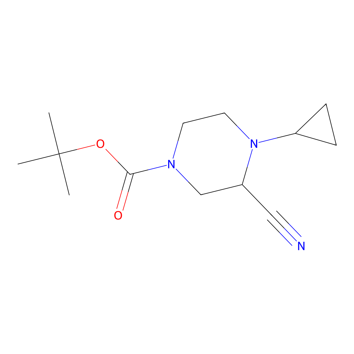 Tert-butyl 3-cyano-4-cyclopropylpiperazine-1-carboxylate molecular structure, CAS 2167749-13-3