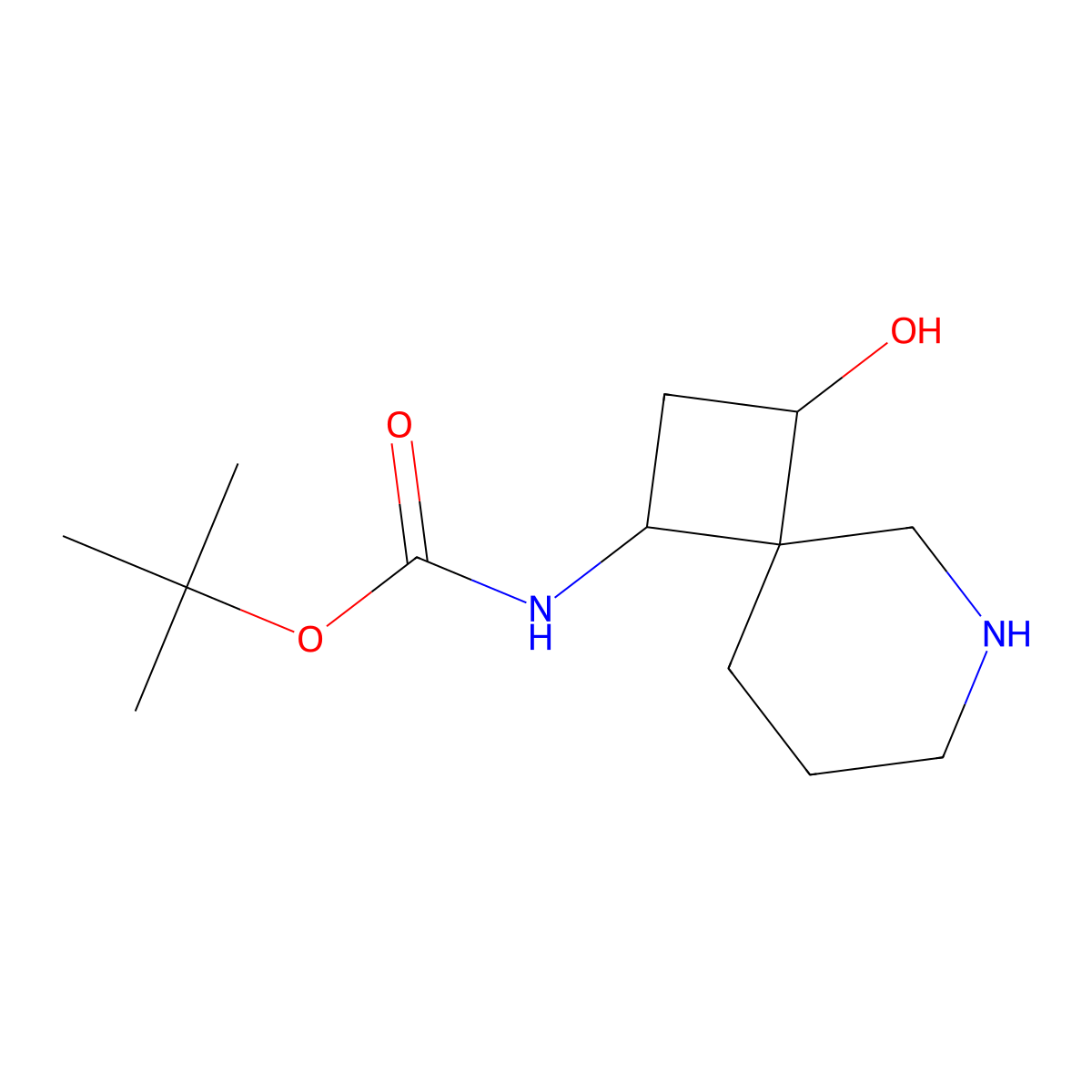 tert-butyl N-{3-hydroxy-6-azaspiro[3.5]nonan-1-yl}carbamate molecular structure, CAS 2167756-46-7
