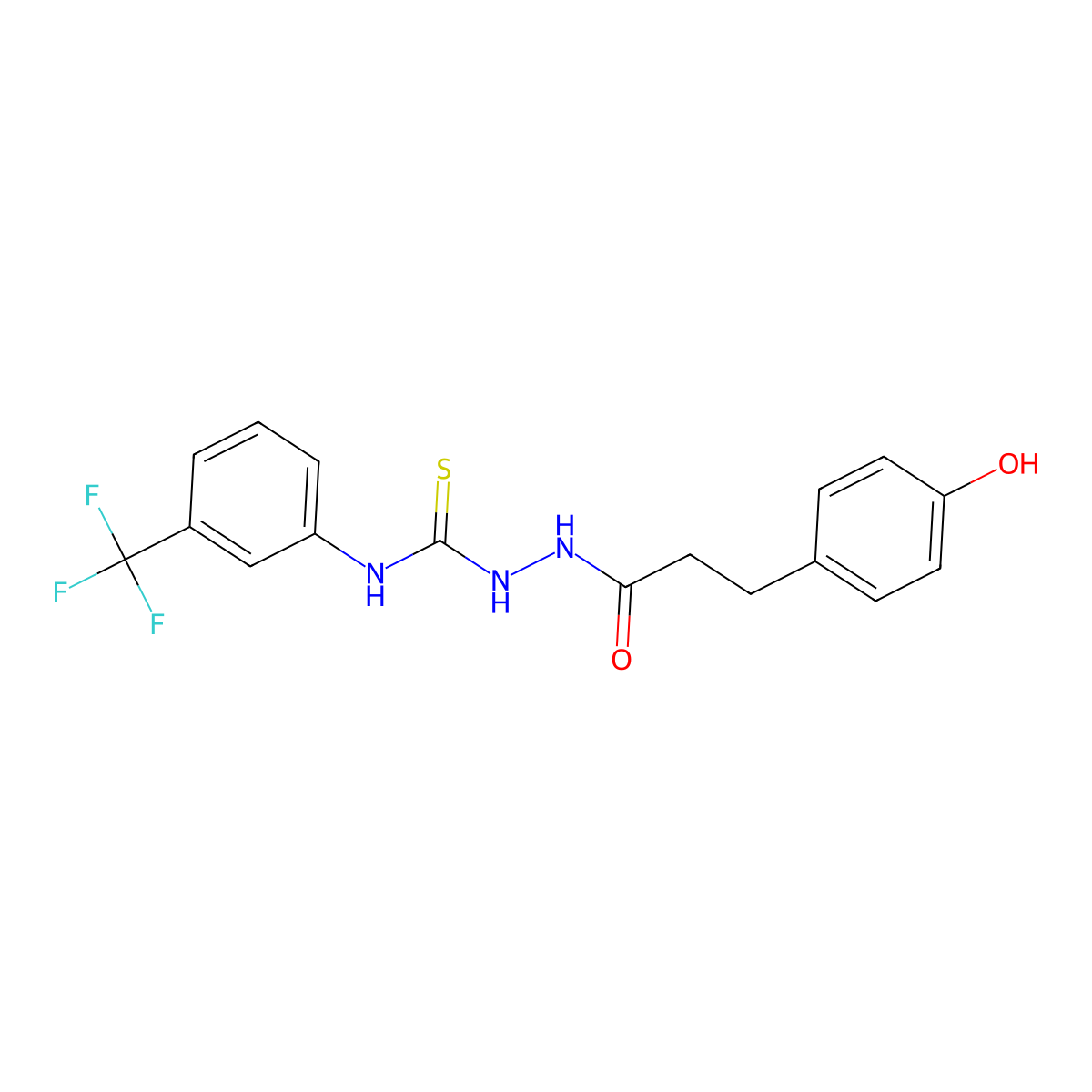 1-[3-(4-Hydroxyphenyl)propanoylamino]-3-[3-(trifluoromethyl)phenyl]thiourea molecular structure, CAS 216776-02-2