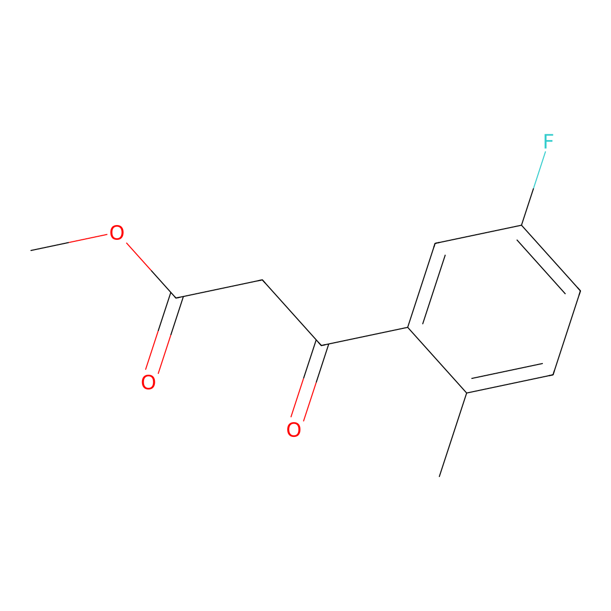 Methyl 3-(5-fluoro-2-methylphenyl)-3-oxopropanoate molecular structure, CAS 2167761-98-8
