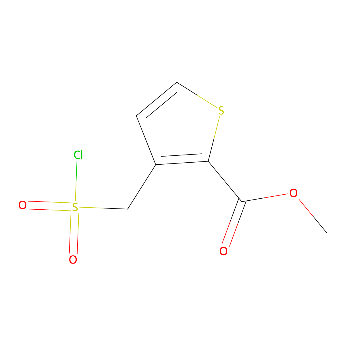 Methyl 3-[(chlorosulfonyl)methyl]thiophene-2-carboxylate molecular structure, CAS 2167771-25-5