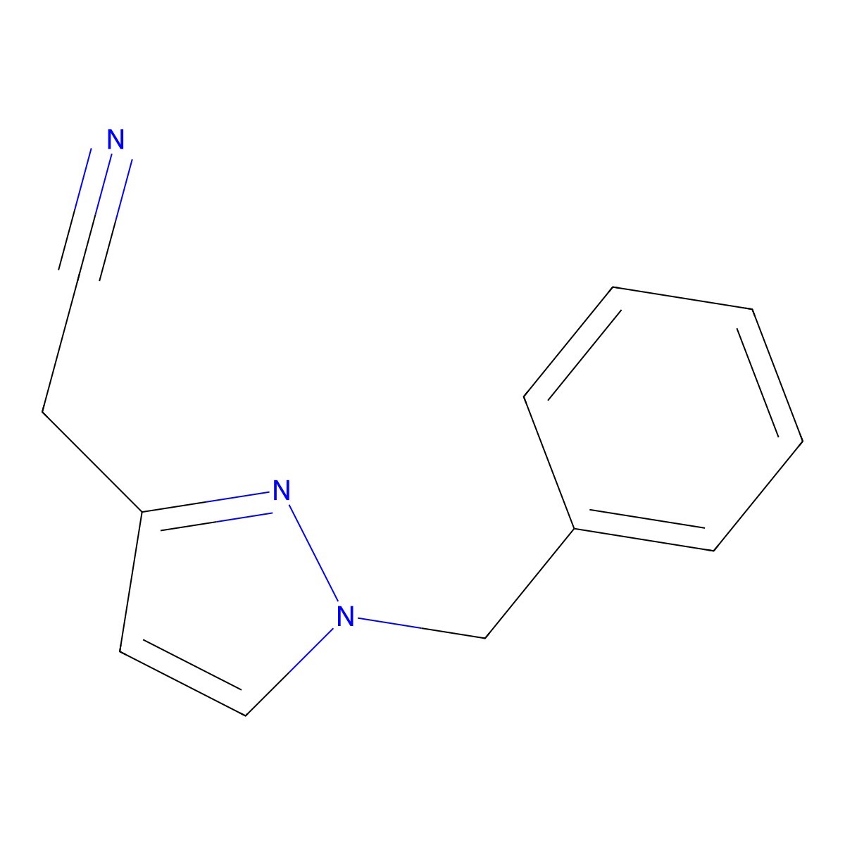 2-(1-Benzyl-3-pyrazolyl)acetonitrile molecular structure, CAS 2167773-67-1