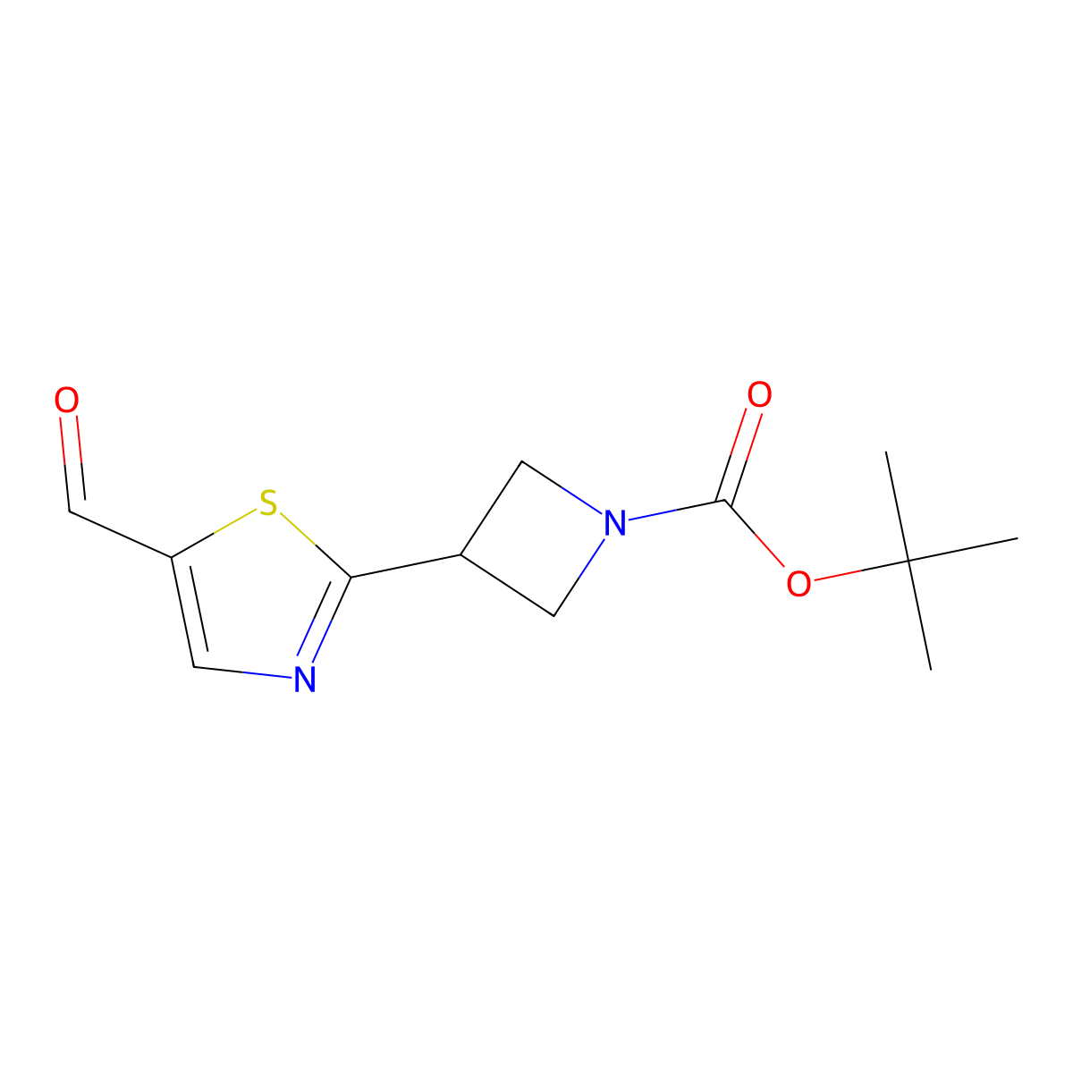 Tert-butyl 3-(5-formyl-1,3-thiazol-2-yl)azetidine-1-carboxylate molecular structure, CAS 2167774-98-1