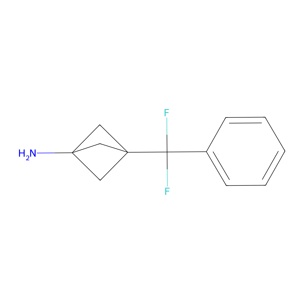 3-[Difluoro(phenyl)methyl]bicyclo[1.1.1]pentan-1-amine molecular structure, CAS 2167787-41-7