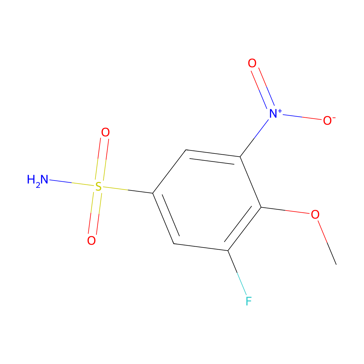 3-Fluoro-4-methoxy-5-nitrobenzene-1-sulfonamide molecular structure, CAS 2167797-52-4