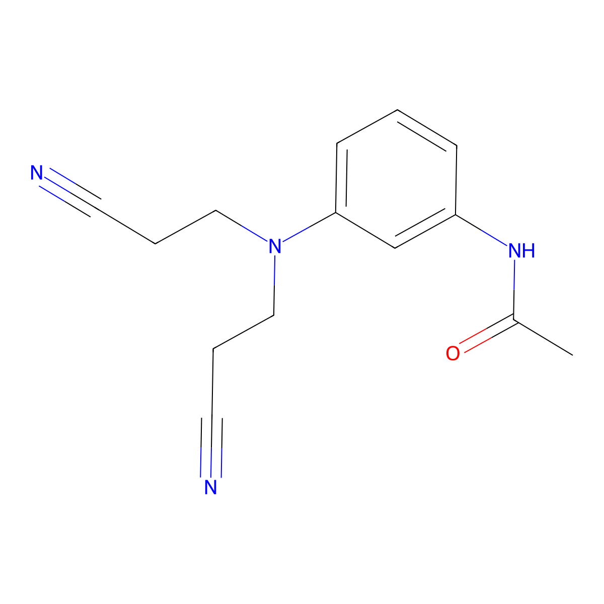 N-[3-[Bis(2-cyanoethyl)amino]phenyl]acetamide molecular structure, CAS 21678-64-8