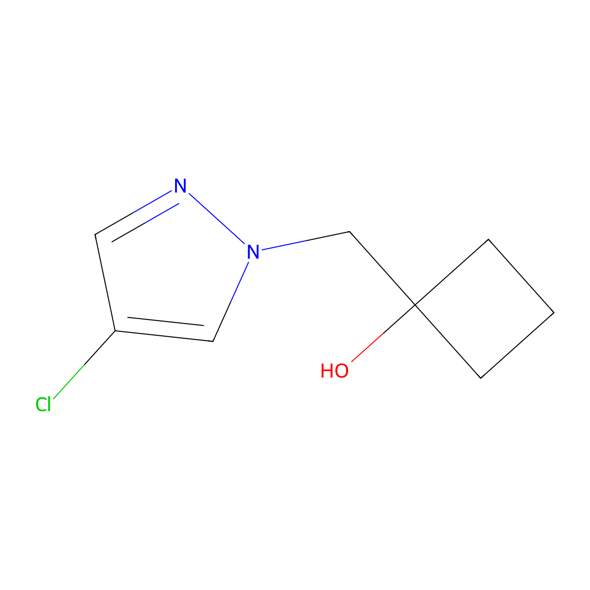 1-[(4-chloro-1H-pyrazol-1-yl)methyl]cyclobutan-1-ol molecular structure, CAS 2167802-33-5