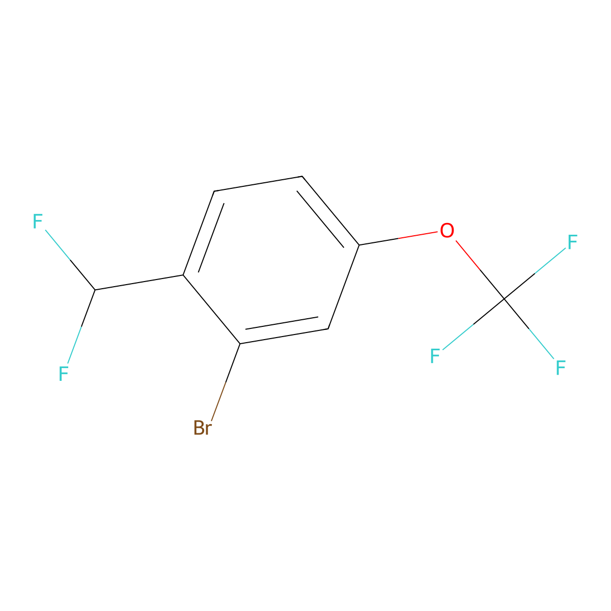 2-Bromo-1-(difluoromethyl)-4-(trifluoromethoxy)benzene molecular structure, CAS 2167813-54-7