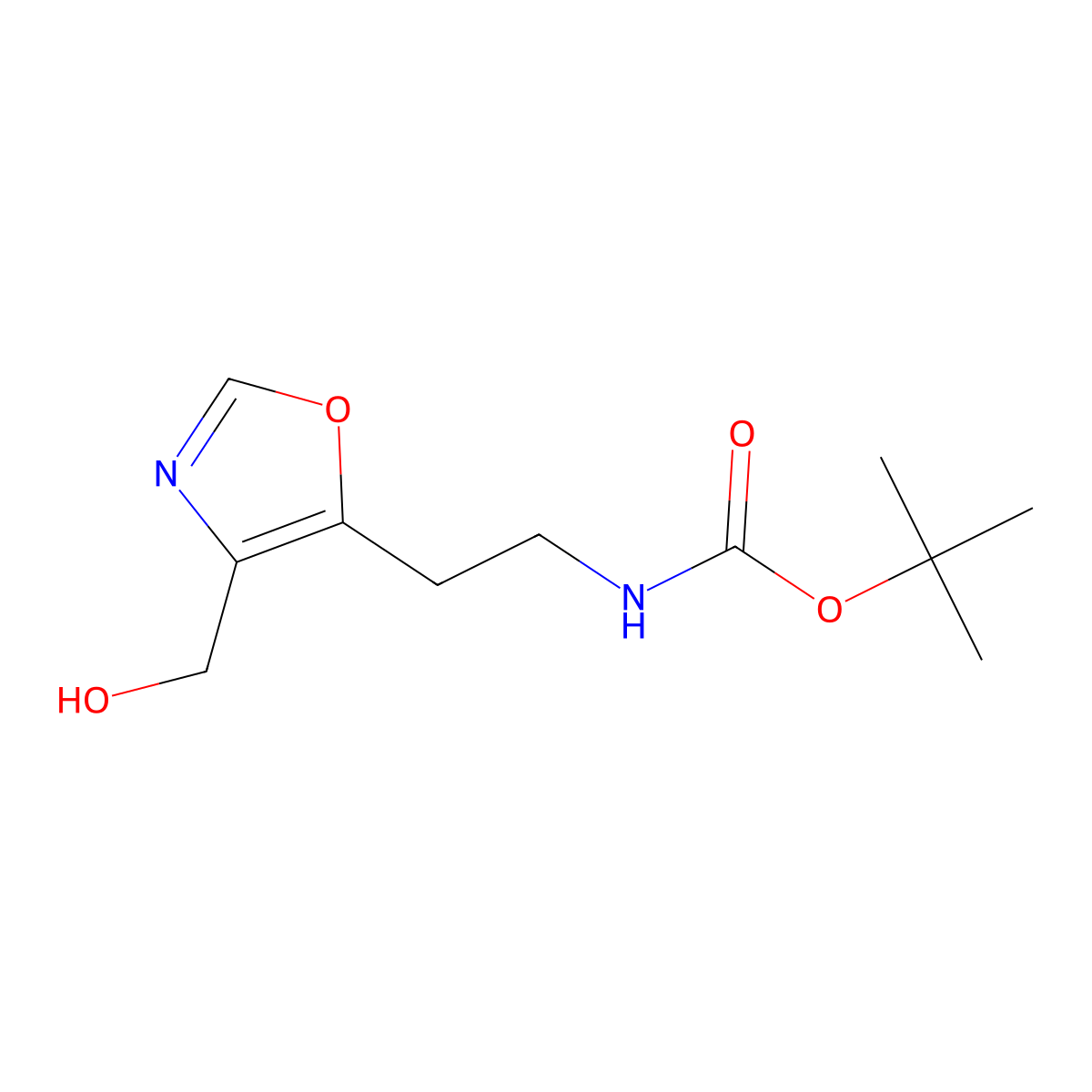 tert-butyl N-{2-[4-(hydroxymethyl)-1,3-oxazol-5-yl]ethyl}carbamate molecular structure, CAS 2167818-66-6