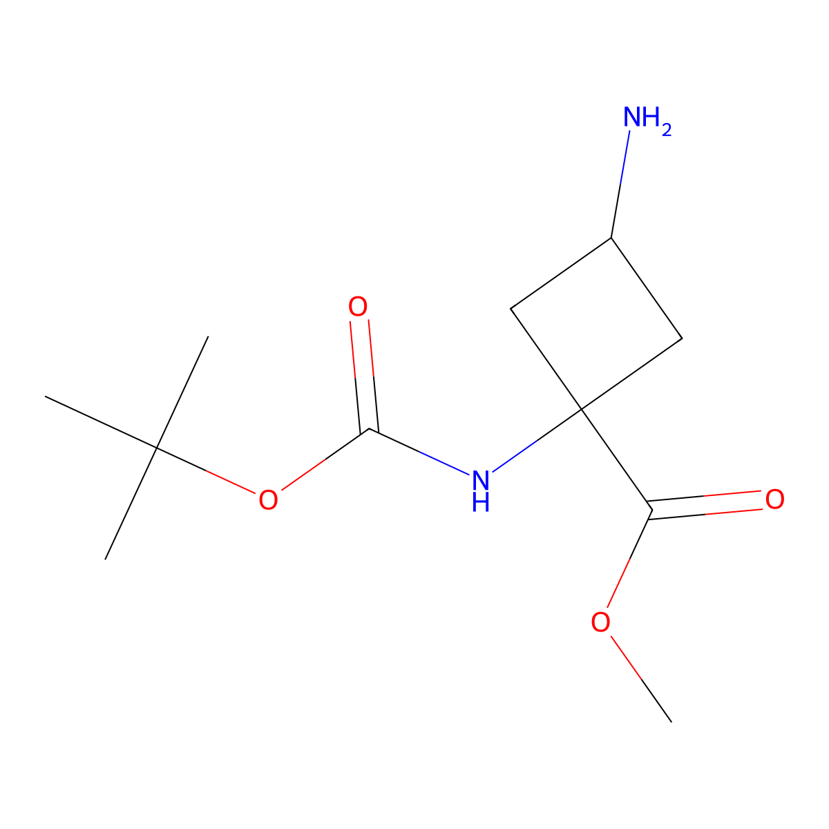 Methyl 3-amino-1-{[(tert-butoxy)carbonyl]amino}cyclobutane-1-carboxylate molecular structure, CAS 2167821-77-2