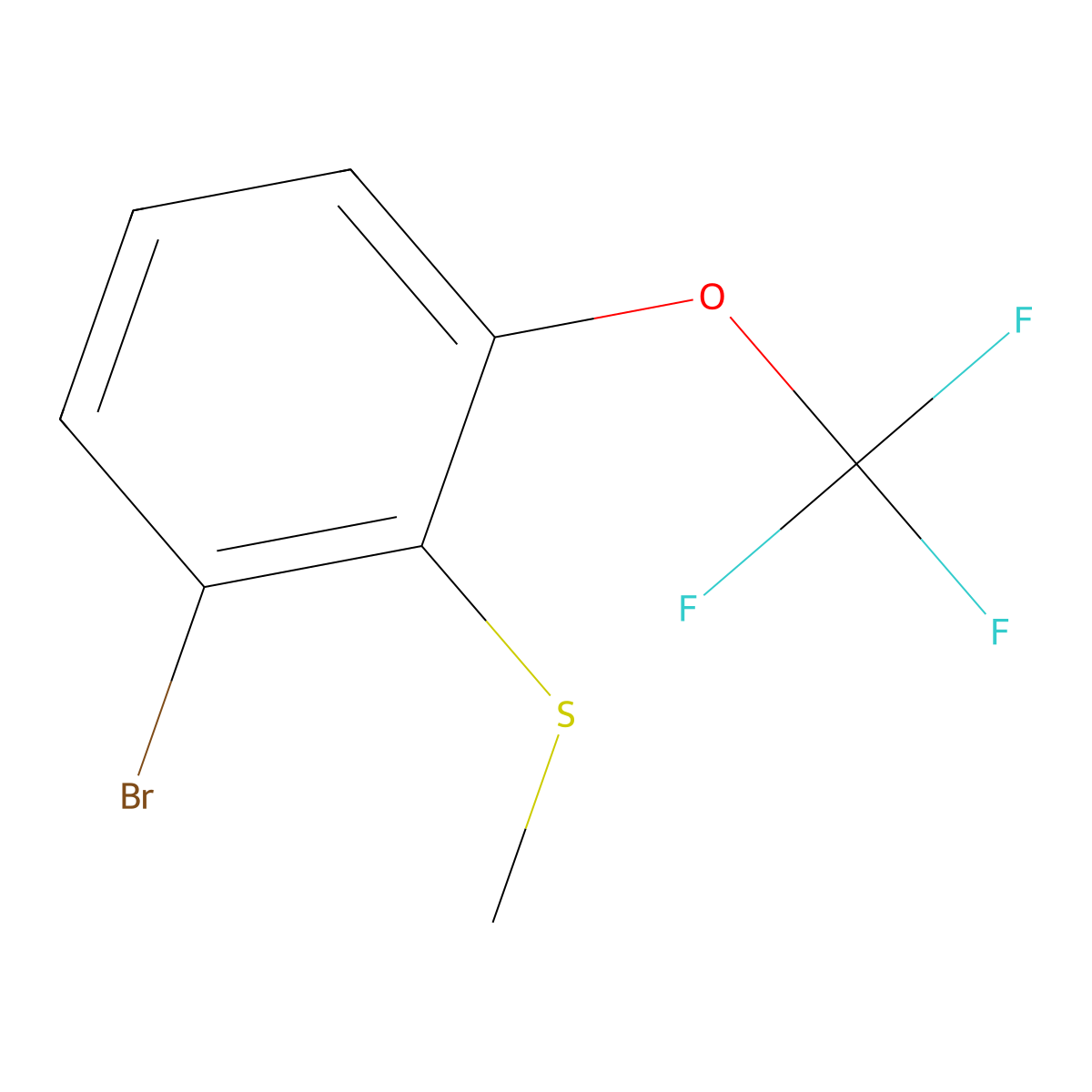 (2-Bromo-6-(trifluoromethoxy)phenyl)(methyl)sulfane molecular structure, CAS 2167829-87-8