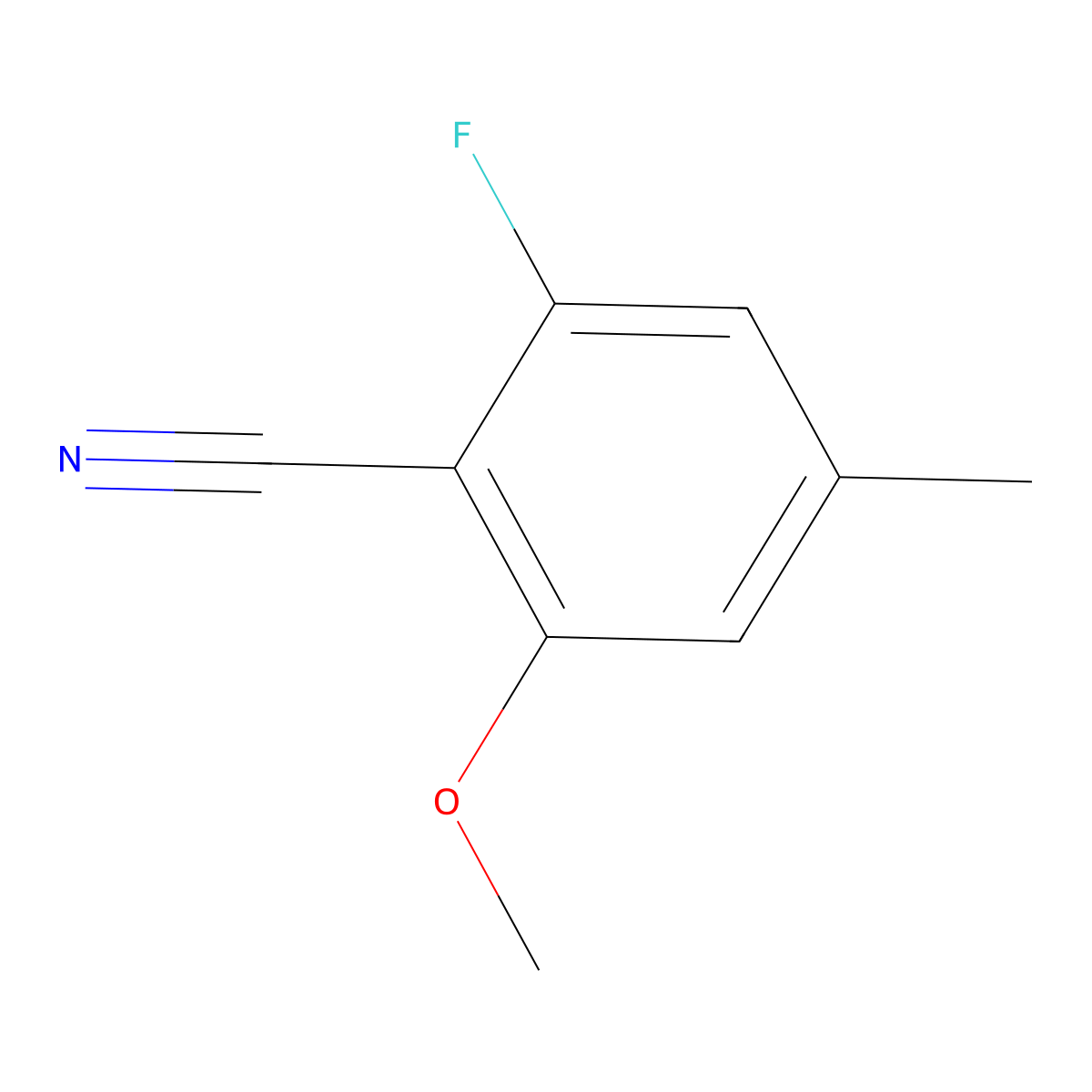 2-Fluoro-6-methoxy-4-methylbenzonitrile molecular structure, CAS 2167830-13-7