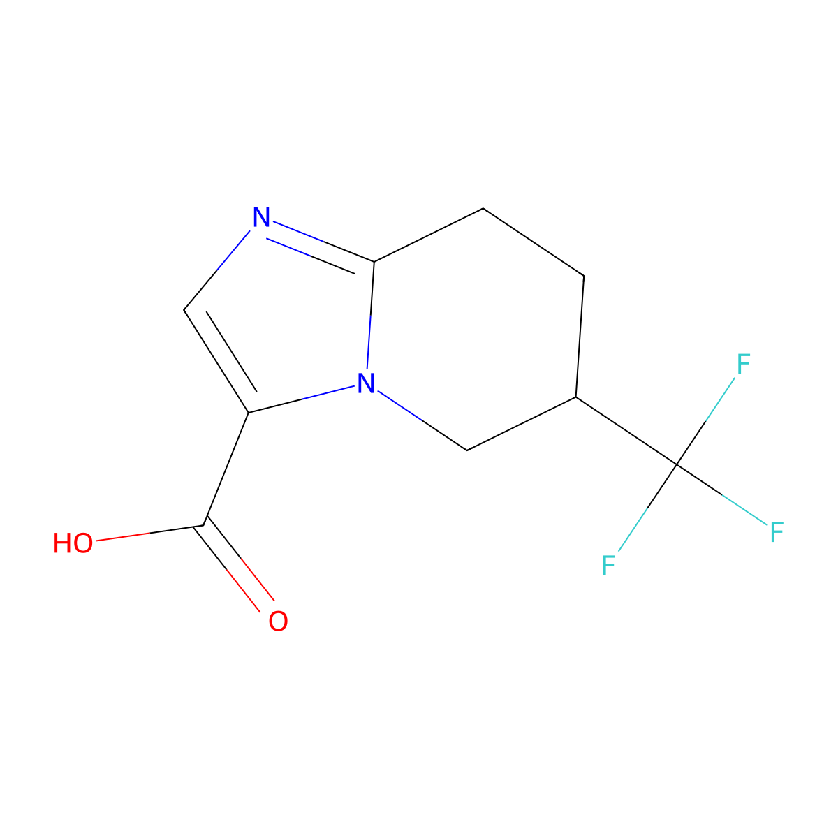 6-(trifluoromethyl)-5H,6H,7H,8H-imidazo[1,2-a]pyridine-3-carboxylic acid molecular structure, CAS 2167831-25-4