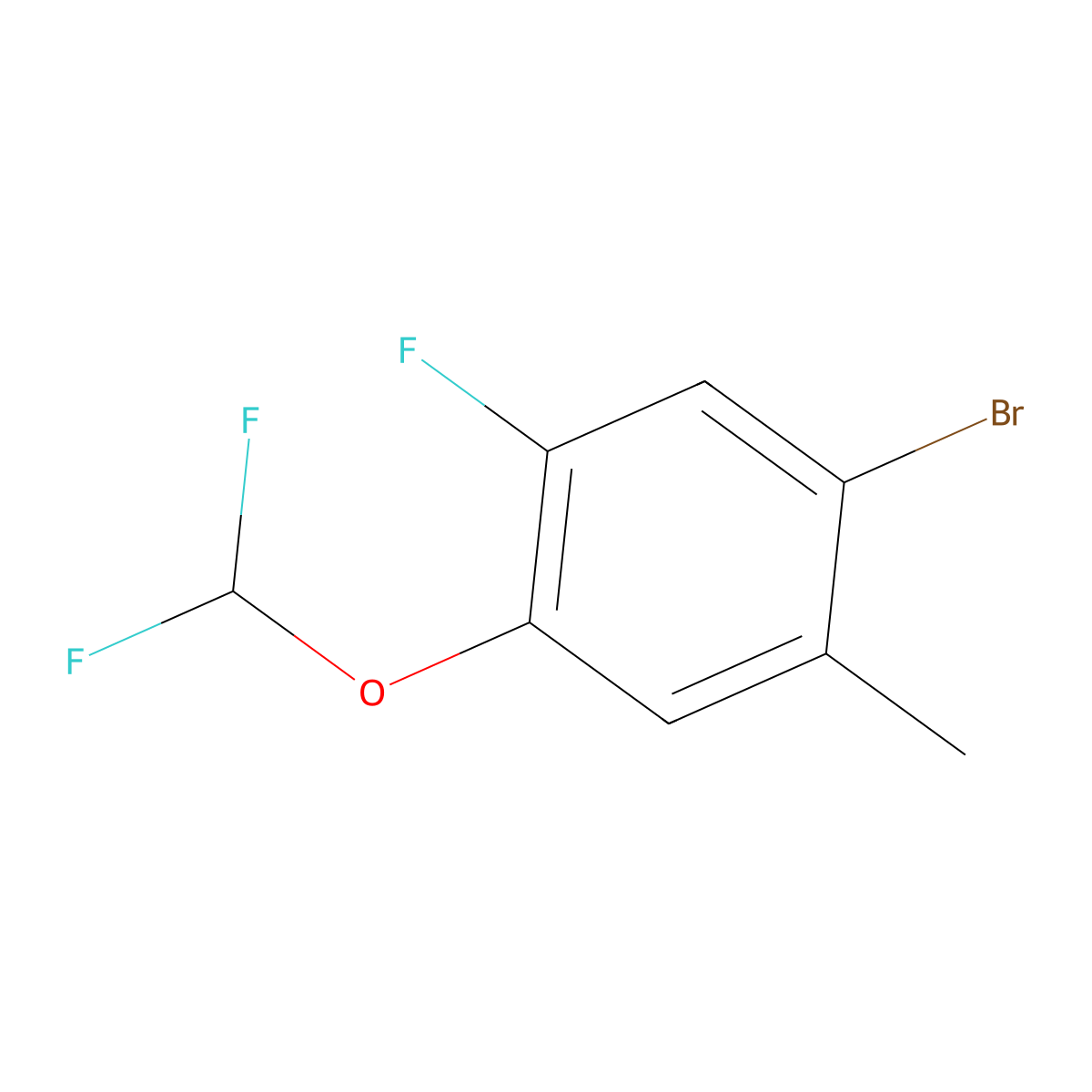 1-Bromo-4-(difluoromethoxy)-5-fluoro-2-methylbenzene molecular structure, CAS 2167832-17-7