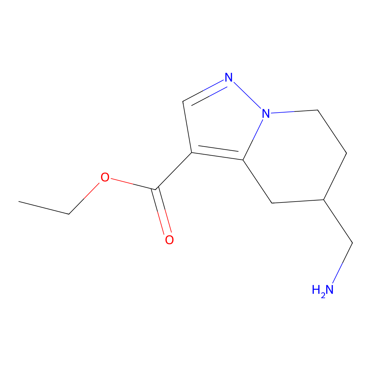 ethyl 5-(aminomethyl)-4H,5H,6H,7H-pyrazolo[1,5-a]pyridine-3-carboxylate molecular structure, CAS 2167840-66-4