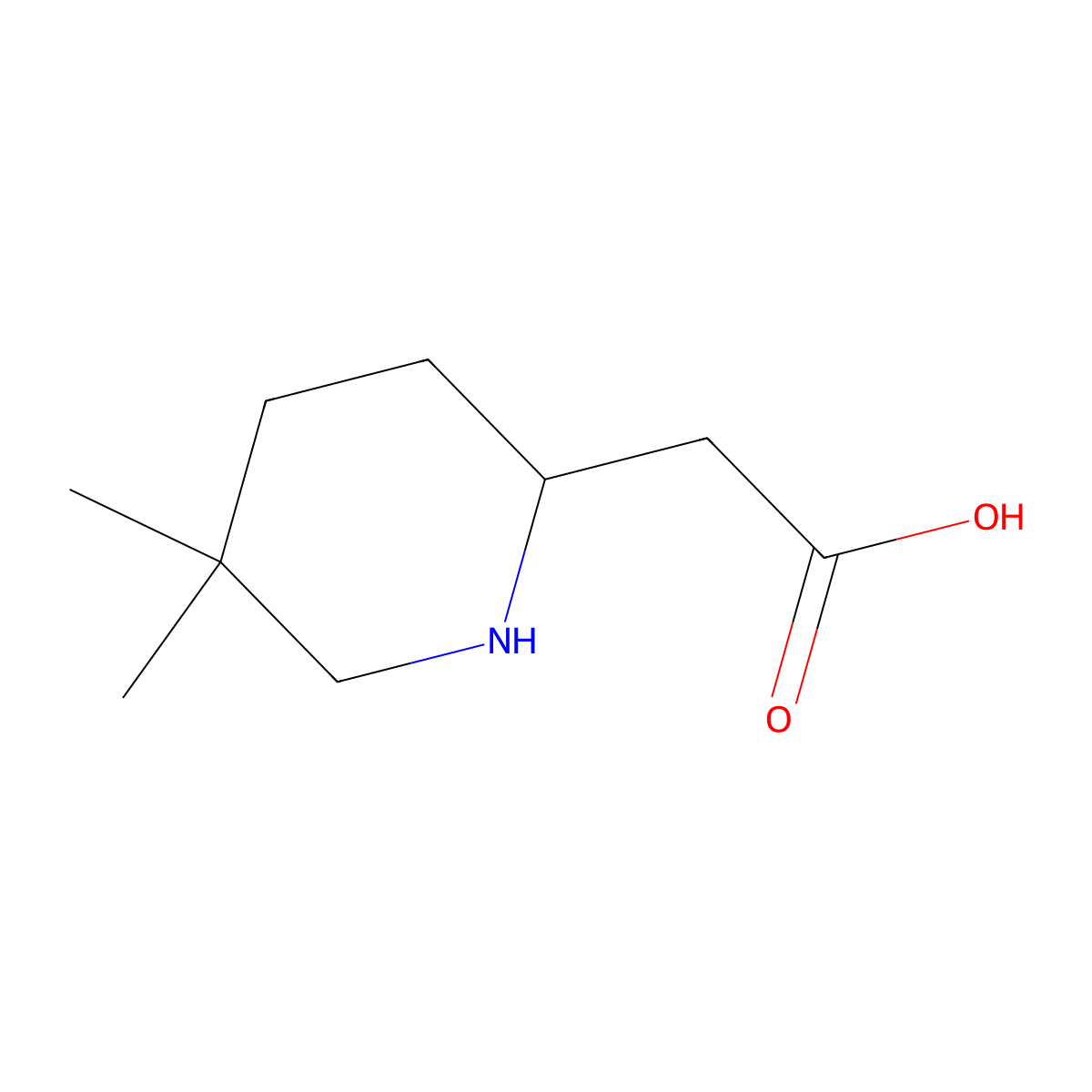 2-(5,5-Dimethylpiperidin-2-yl)acetic acid molecular structure, CAS 2167849-77-4