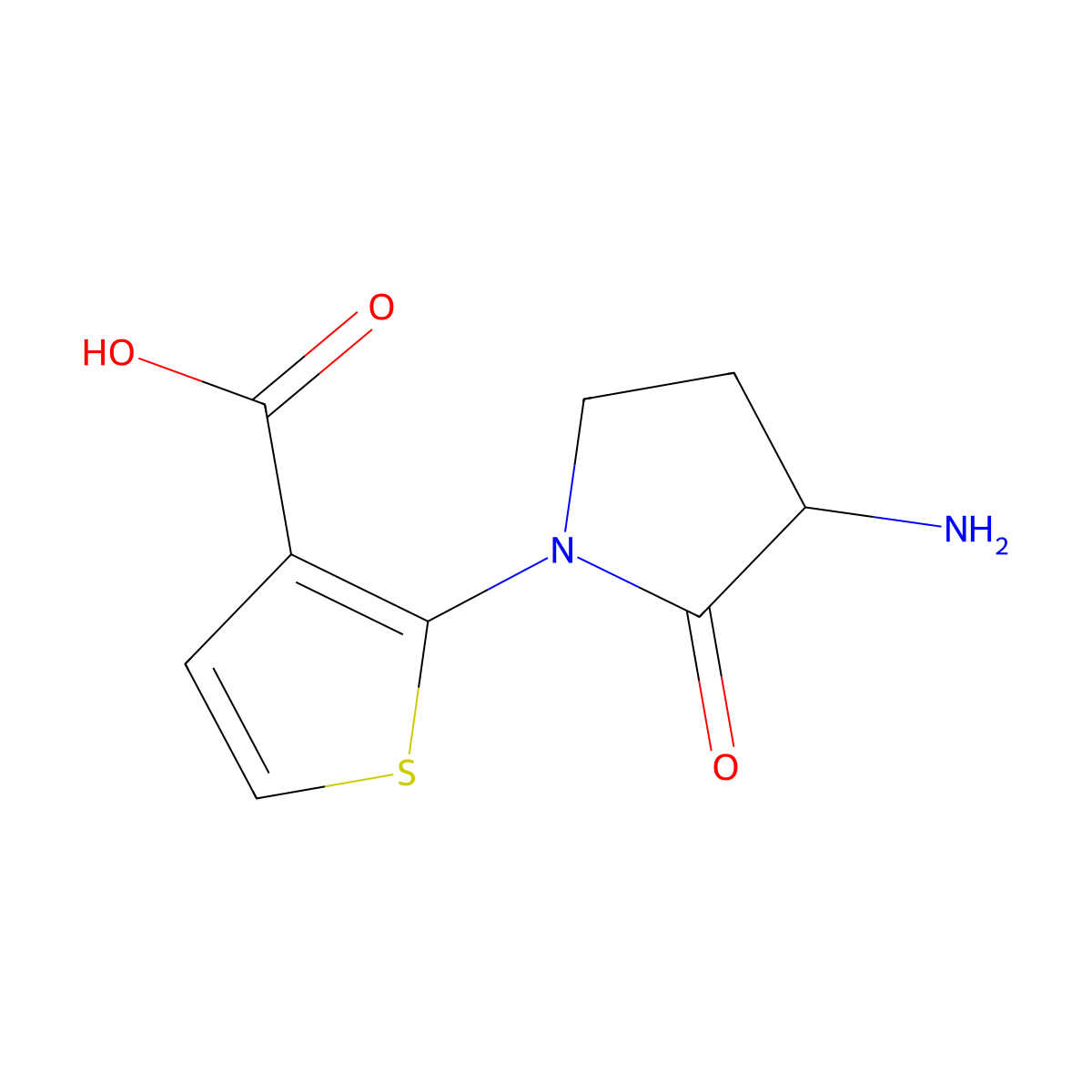 2-(3-Amino-2-oxopyrrolidin-1-yl)thiophene-3-carboxylic acid molecular structure, CAS 2167855-83-4