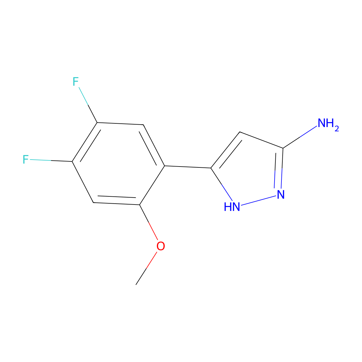 5-(4,5-difluoro-2-methoxyphenyl)-1H-pyrazol-3-amine molecular structure, CAS 2167861-01-8