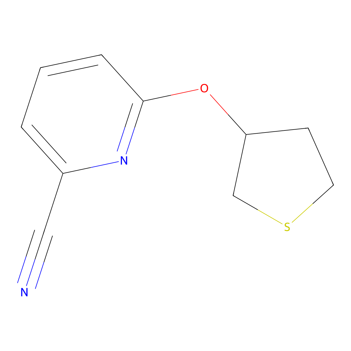 6-(Thiolan-3-yloxy)pyridine-2-carbonitrile molecular structure, CAS 2167862-37-3