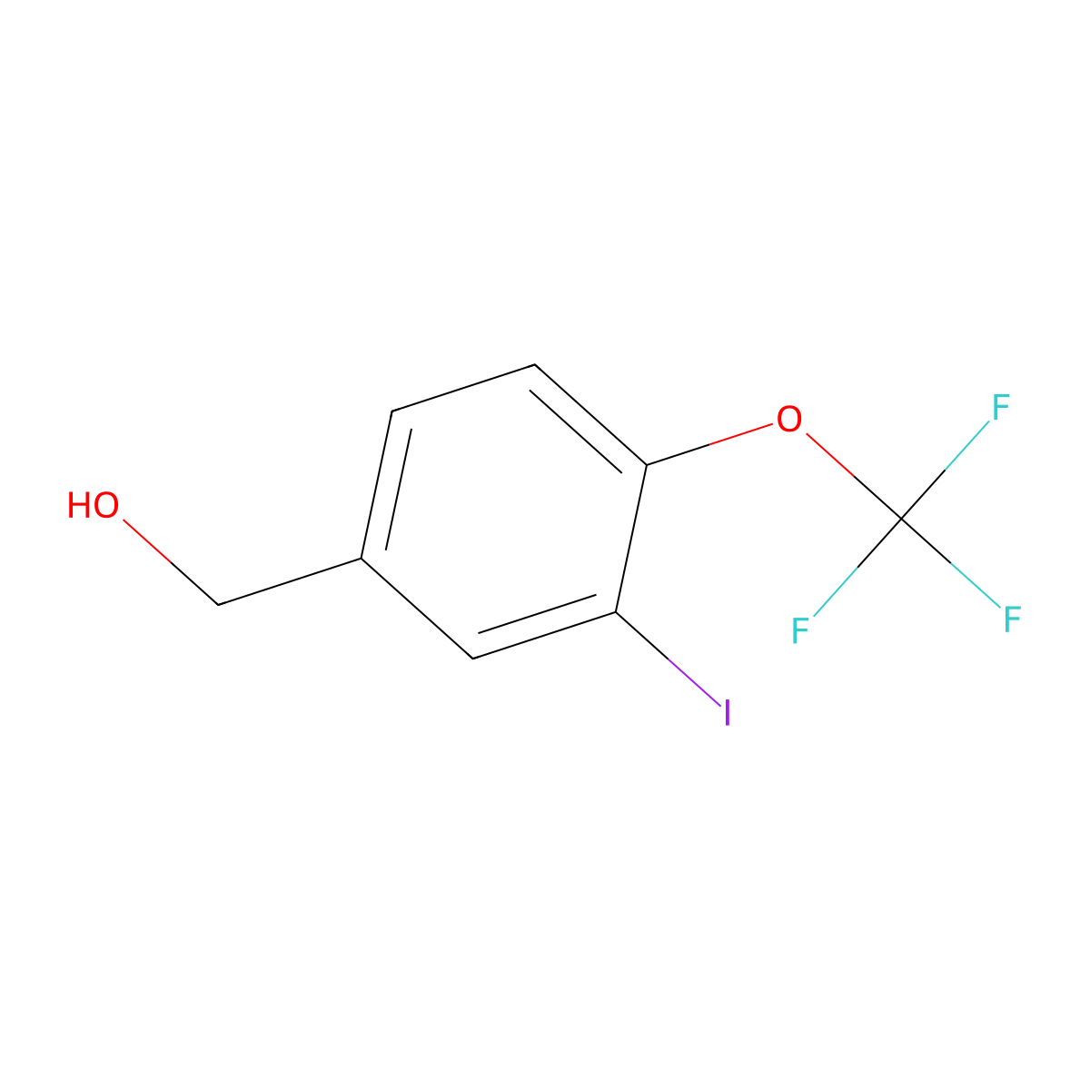 (3-Iodo-4-(trifluoromethoxy)phenyl)methanol molecular structure, CAS 2167867-22-1