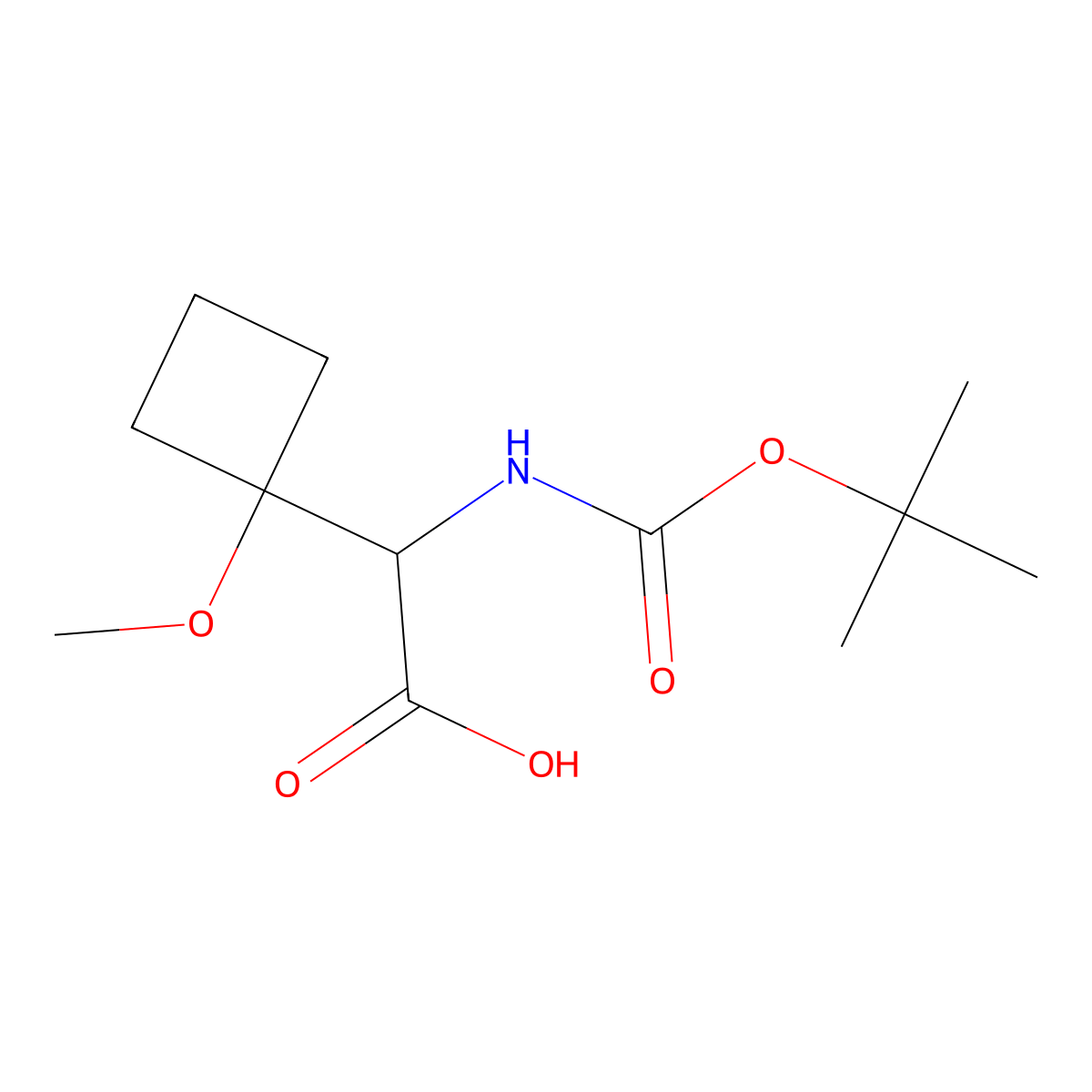2-{[(Tert-butoxy)carbonyl]amino}-2-(1-methoxycyclobutyl)acetic acid molecular structure, CAS 2167867-29-8