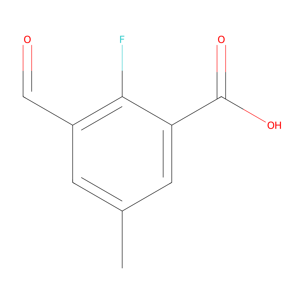 2-Fluoro-3-formyl-5-methylbenzoic acid molecular structure, CAS 2167871-39-6
