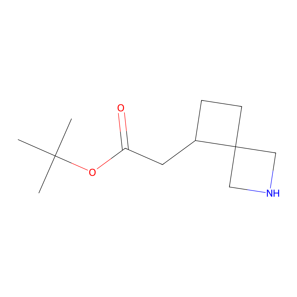 Tert-butyl 2-{2-azaspiro[3.3]heptan-5-yl}acetate molecular structure, CAS 2167881-33-4