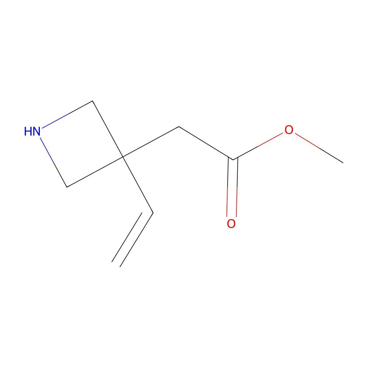 Methyl 2-(3-ethenylazetidin-3-yl)acetate molecular structure, CAS 2167884-57-1