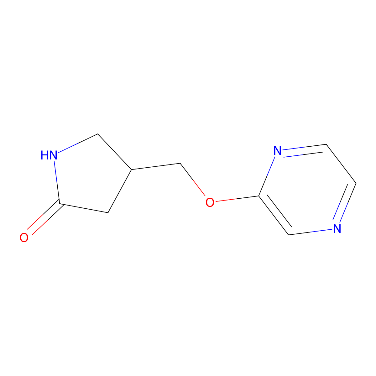 4-[(Pyrazin-2-yloxy)methyl]pyrrolidin-2-one molecular structure, CAS 2167895-74-9