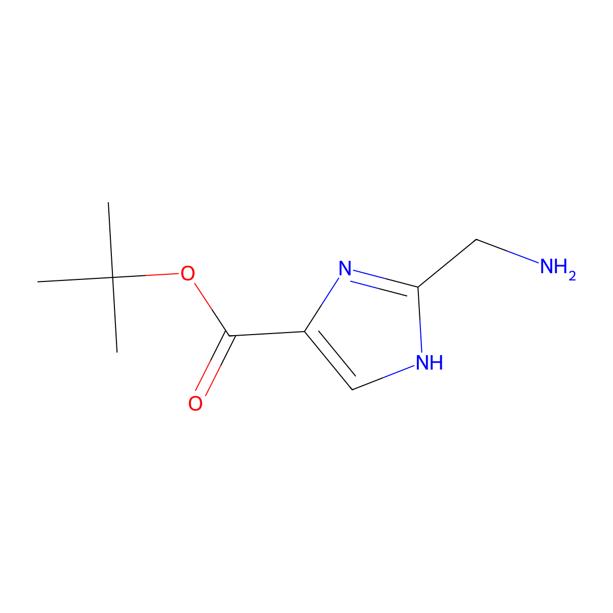 tert-butyl 2-(aminomethyl)-1H-imidazole-4-carboxylate molecular structure, CAS 2167895-93-2