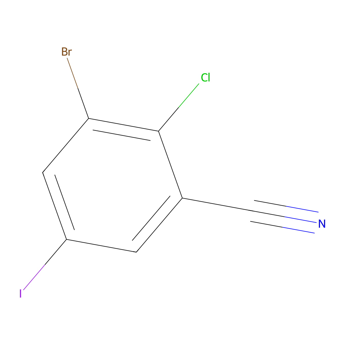 3-Bromo-2-chloro-5-iodobenzonitrile molecular structure, CAS 2167896-80-0