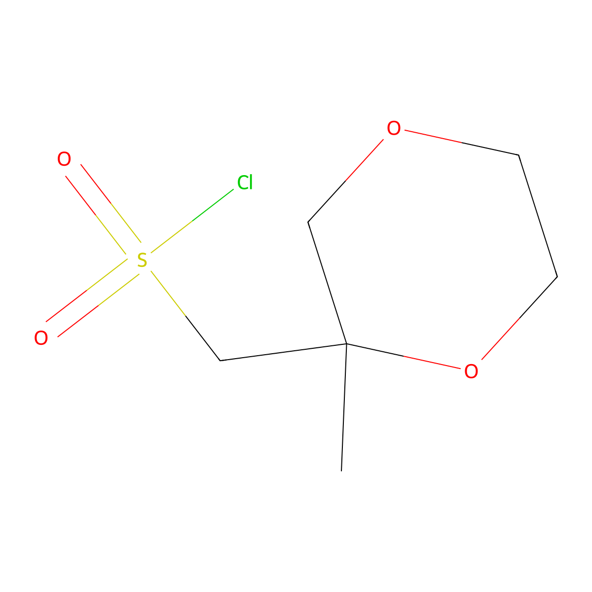 (2-Methyl-1,4-dioxan-2-yl)methanesulfonyl chloride molecular structure, CAS 2167904-23-4
