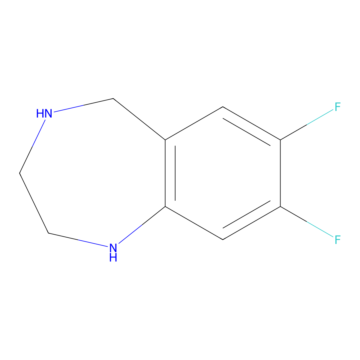 7,8-difluoro-2,3,4,5-tetrahydro-1H-1,4-benzodiazepine molecular structure, CAS 2167910-99-6
