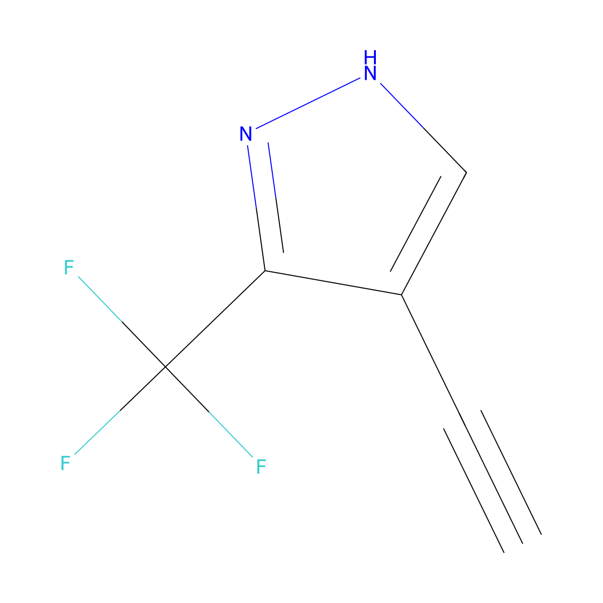4-ethynyl-3-(trifluoromethyl)-1H-pyrazole molecular structure, CAS 2167917-85-1