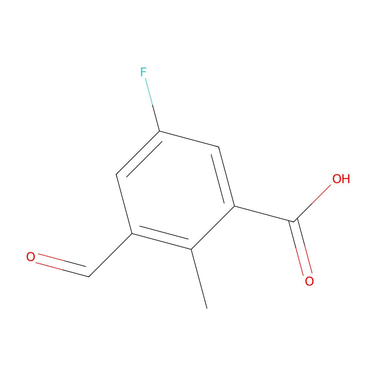 5-Fluoro-3-formyl-2-methylbenzoic acid molecular structure, CAS 2167928-09-6