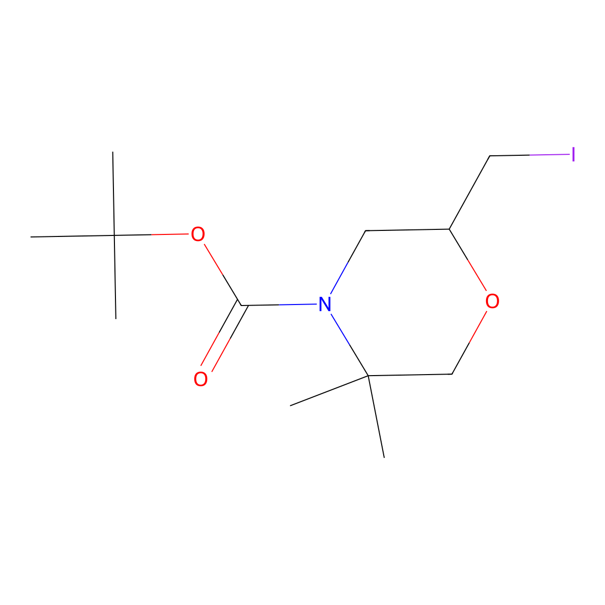 Tert-butyl 2-(iodomethyl)-5,5-dimethylmorpholine-4-carboxylate molecular structure, CAS 2167937-99-5