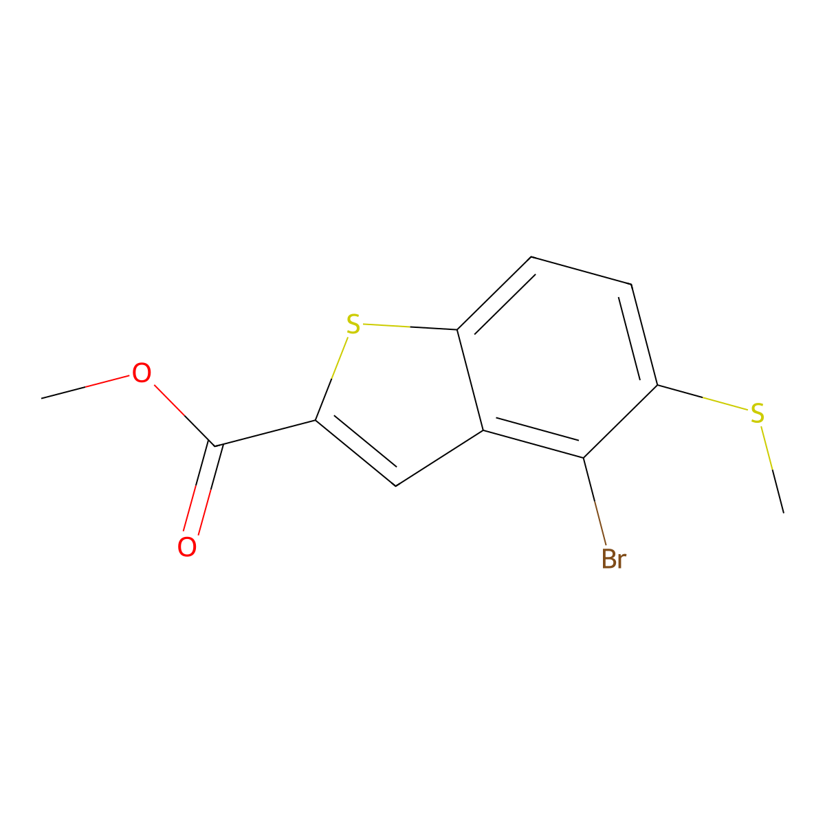 Methyl 4-bromo-5-(methylthio)benzo[b]thiophene-2-carboxylate molecular structure, CAS 2167939-67-3