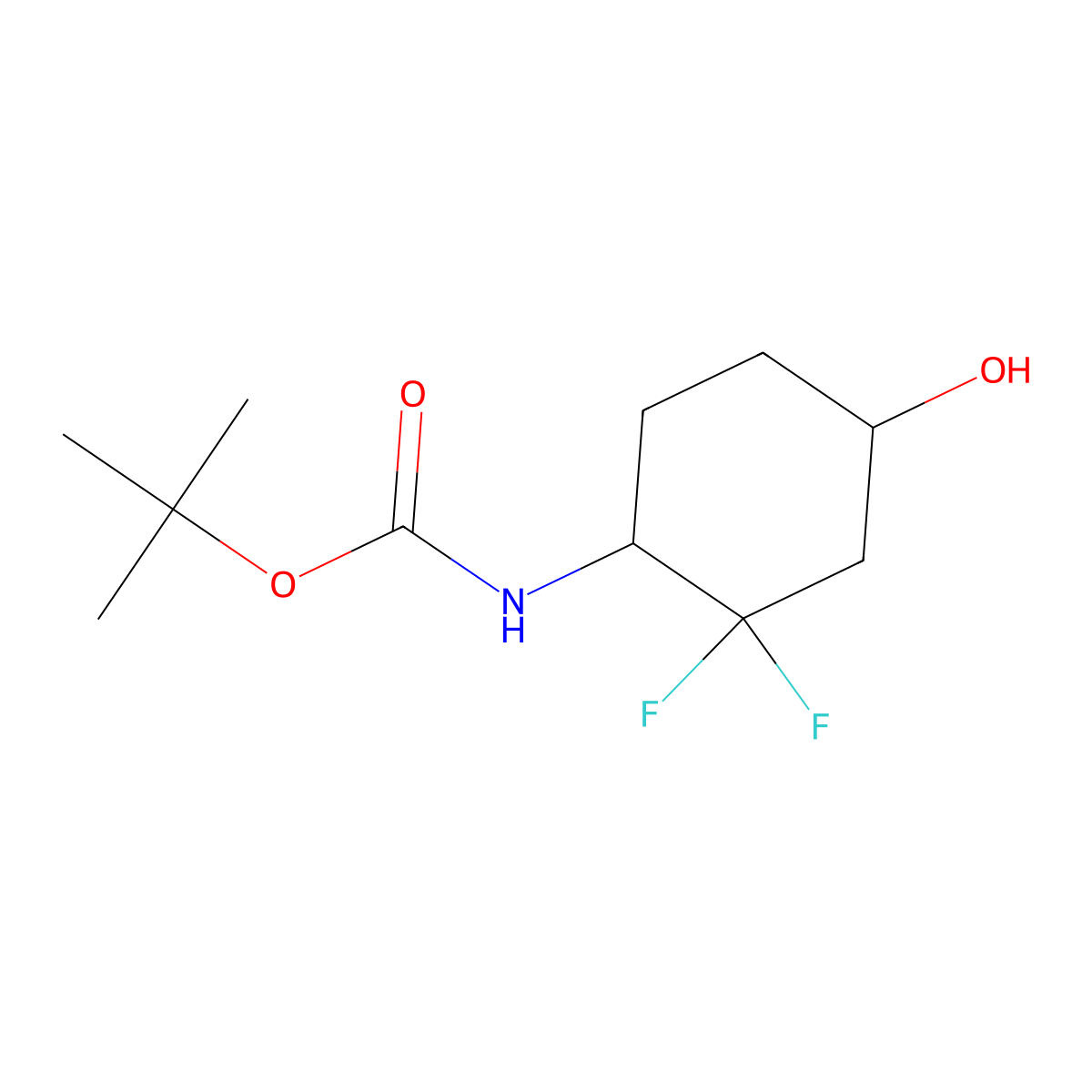 tert-Butyl (2,2-difluoro-4-hydroxycyclohexyl)carbamate molecular structure, CAS 2167944-05-8