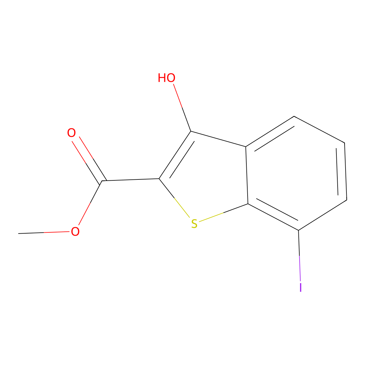 Methyl 3-hydroxy-7-iodobenzo[b]thiophene-2-carboxylate molecular structure, CAS 2167947-96-6
