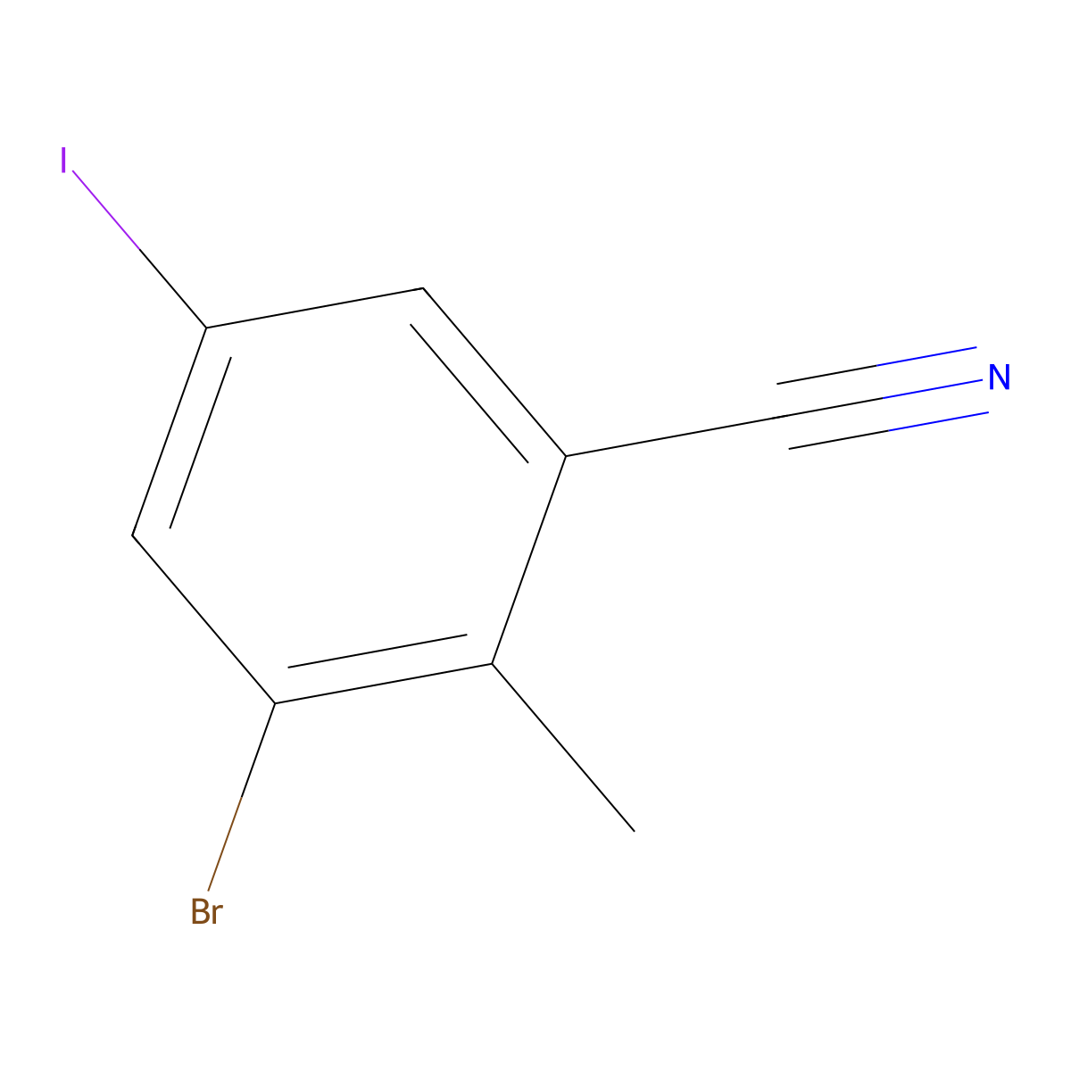 3-Bromo-5-iodo-2-methylbenzonitrile molecular structure, CAS 2167950-58-3