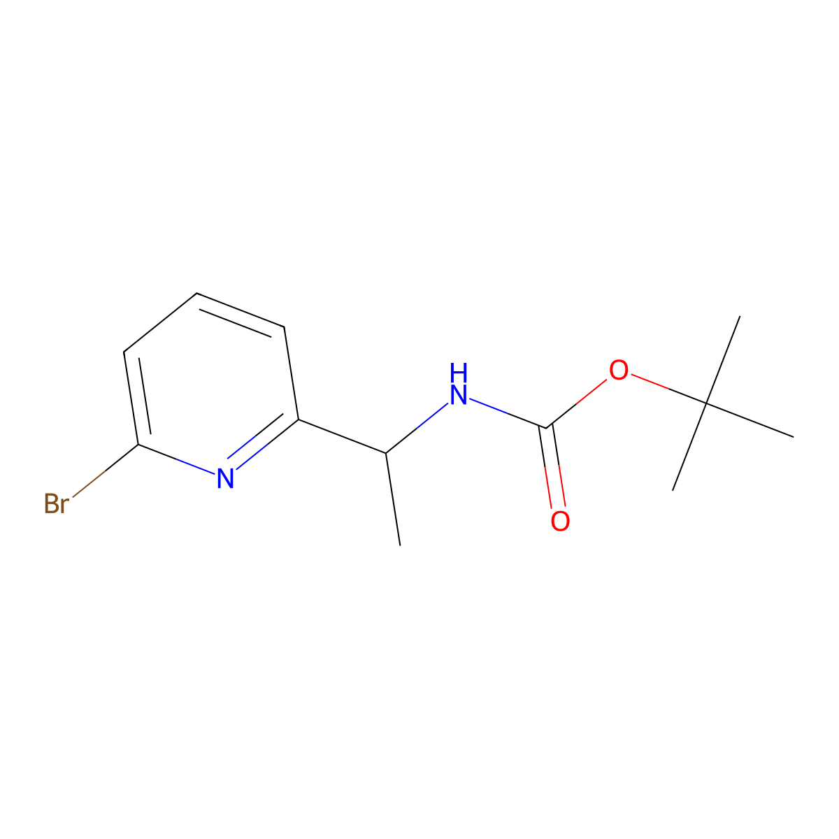 tert-butyl N-[1-(6-bromopyridin-2-yl)ethyl]carbamate molecular structure, CAS 2167966-14-3