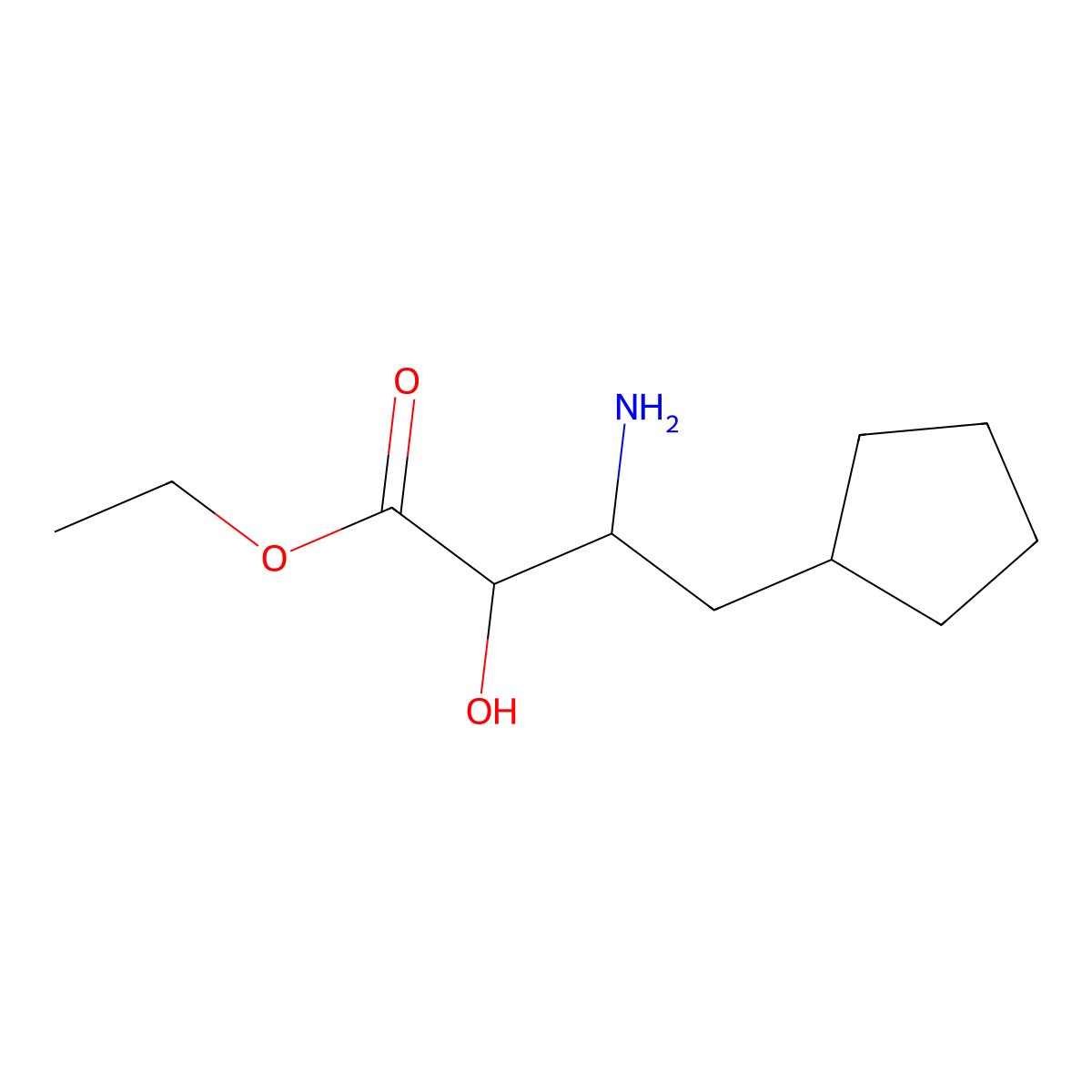 Ethyl 3-amino-4-cyclopentyl-2-hydroxybutanoate molecular structure, CAS 2167970-12-7