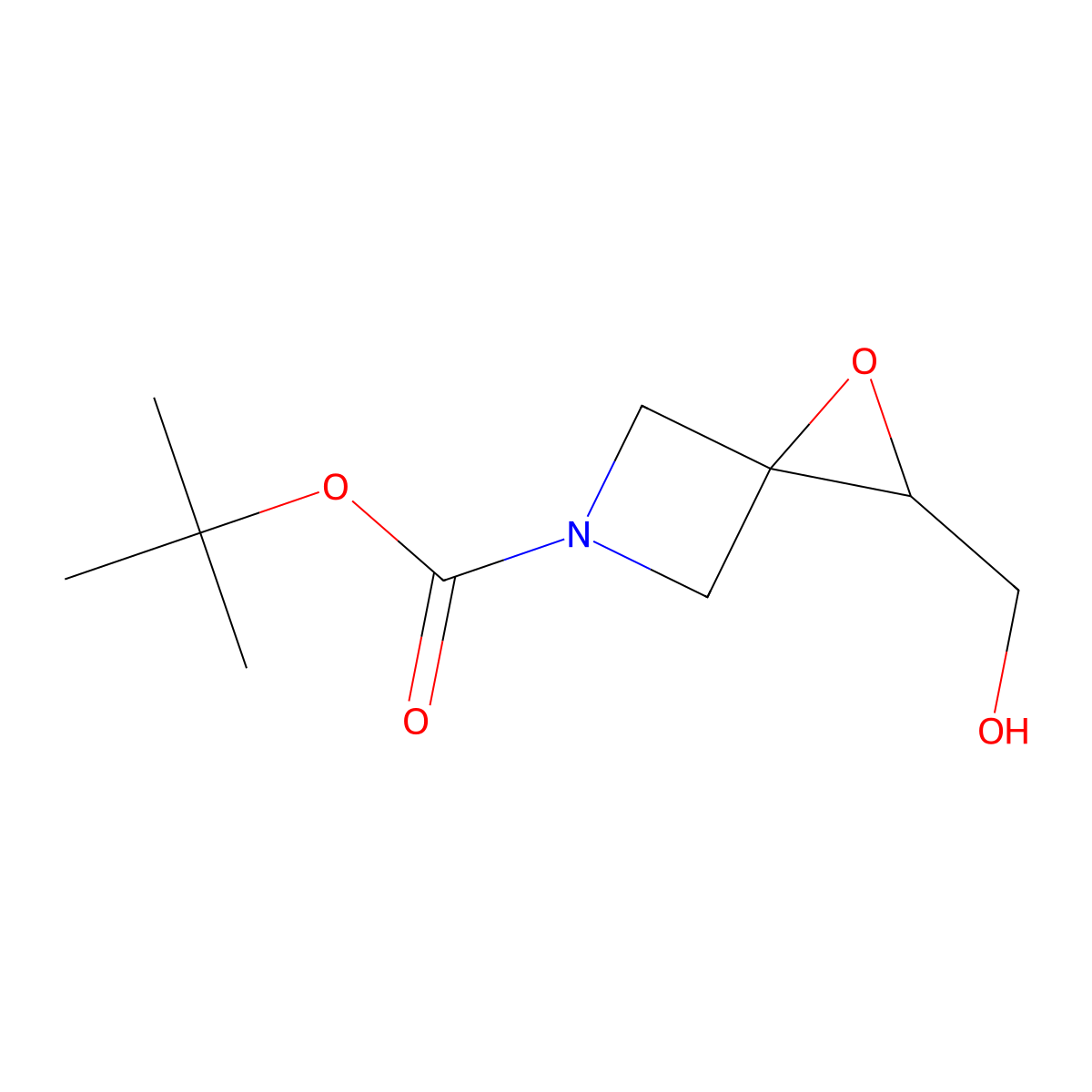 tert-Butyl 2-(hydroxymethyl)-1-oxa-5-azaspiro[2.3]hexane-5-carboxylate molecular structure, CAS 2167976-93-2