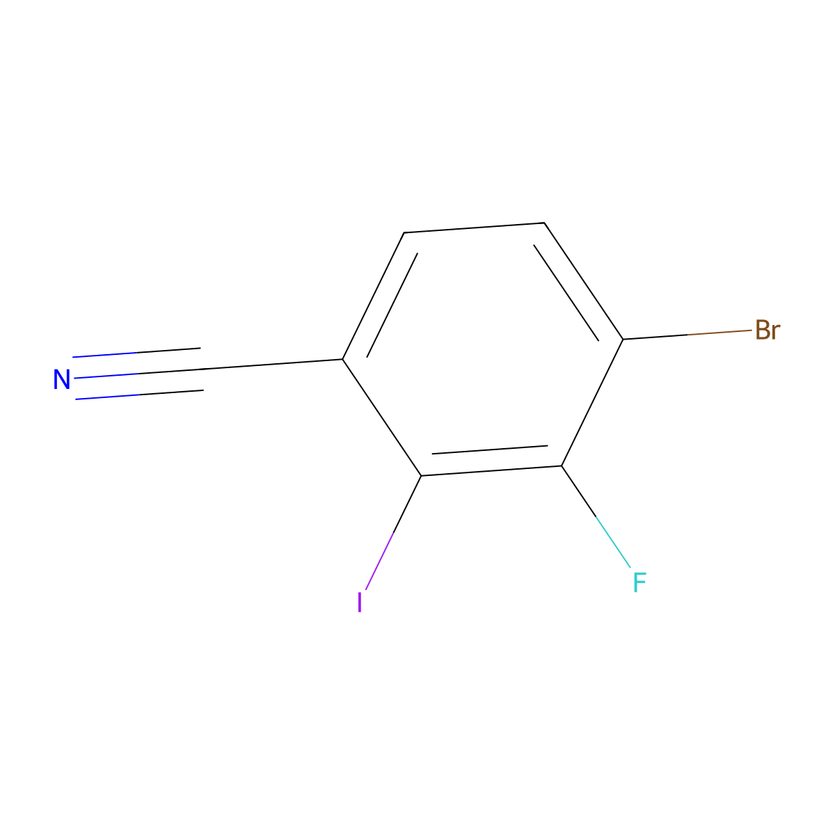 4-Bromo-3-fluoro-2-iodobenzonitrile molecular structure, CAS 2167980-85-8
