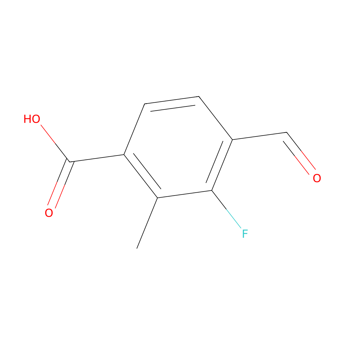3-Fluoro-4-formyl-2-methylbenzoic acid molecular structure, CAS 2167988-16-9
