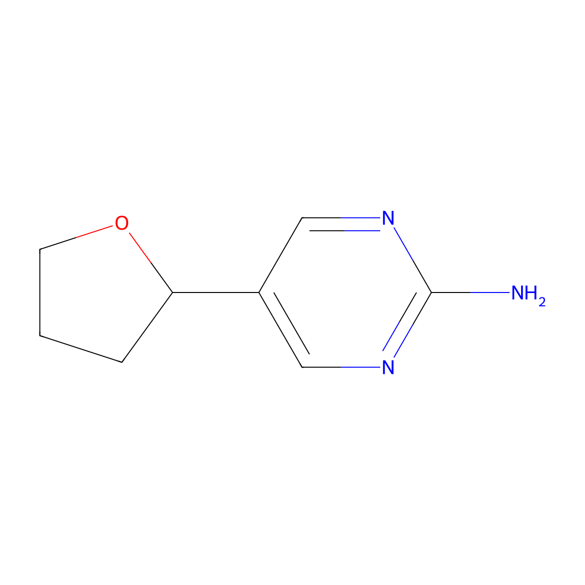 5-(Tetrahydrofuran-2-yl)pyrimidin-2-amine molecular structure, CAS 2167990-75-0