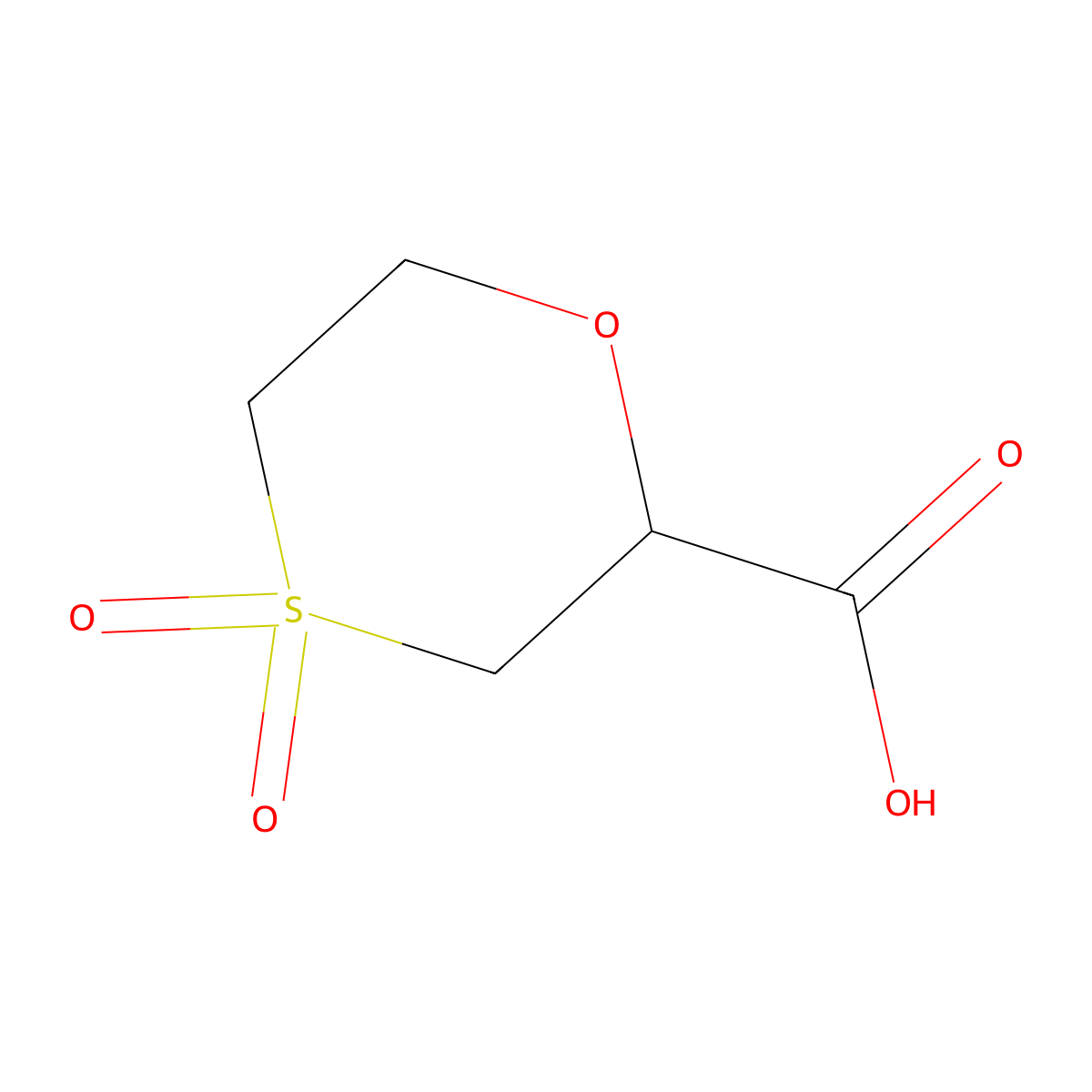 4,4-Dioxo-1,4lambda6-oxathiane-2-carboxylic acid molecular structure, CAS 2167994-09-2